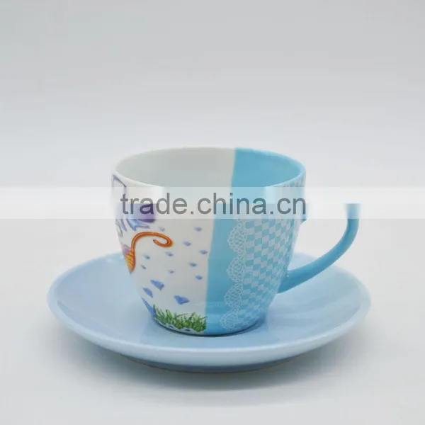 2016 New Design 200ml Ceramic Coffee Cup and Saucer