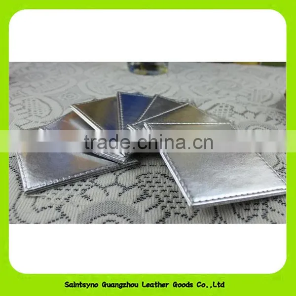 Waterproof Glass Tableware PU Leather Square Coasters For Cup 16020 photo-3