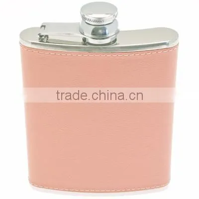 New Fashion 6oz Stainless Steel Hip Flask With PU Leather Wrap