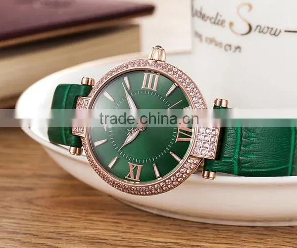 Hot Sale Lady Leather Crystal Wrist Watch With Fashion Style photo-3