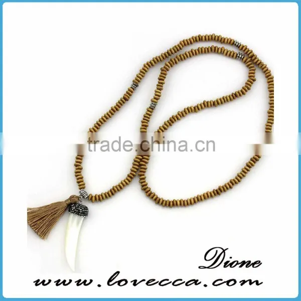 New Fashion Cheap Bead Necklace Silver Alloy Gemstone Tassel Pendant Necklace photo-3