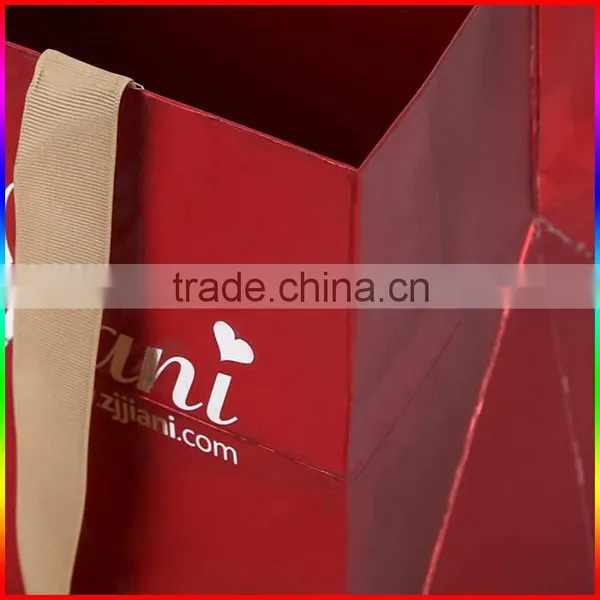 Dark Red Gold Square Paper Bag With Rope photo-4