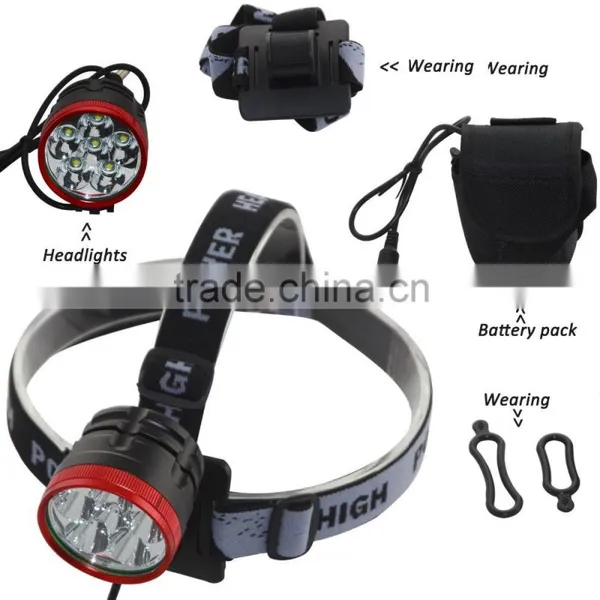 2 In 1 High Brightness 6 x XM-L T6 LED 3 Modes Bike Light Bicycle Front Lamp Headlight Headlamp + Battery Pack + Charger photo-3