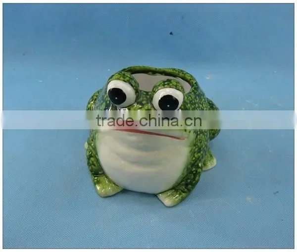 Glazed Ceramic Plant Pot, Pottery Garden Decoration Frog Flower Pot