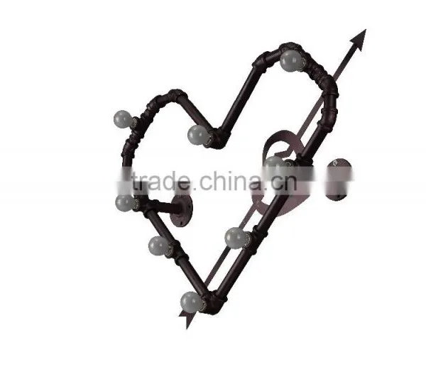 Manufacturer's Premium Industrial Vintage Wall Lamp Novelty Heart Wall Lamp Loft Water Pipe Wall Sconce photo-2