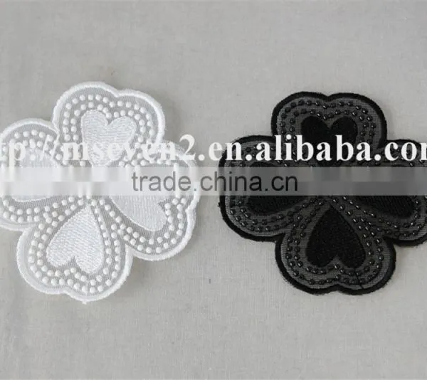 2016 Newest Design Black and White Embroidery Neck Lace Neck Patch Flower Pot Stands Designs photo-2
