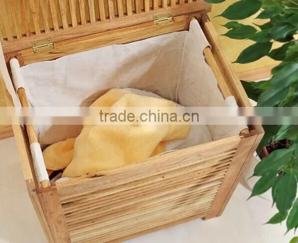 Wood Folding Walnut Laundry Basket photo-2