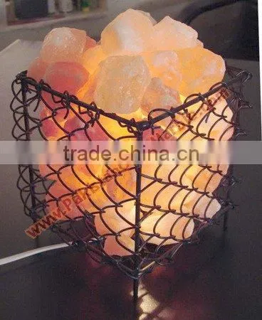 UNIQUE WROUGHT IRON SALT LAMPS WITH SALT CHUNKS photo-2