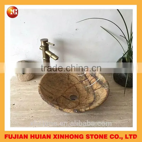 Bathroom Kitchen Wash Basin, Yellow Natural Stone Wash Basin photo-5
