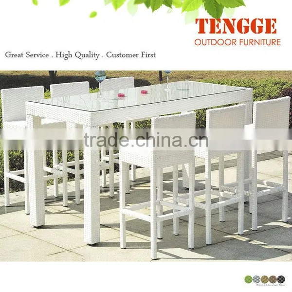 Rattan Wicker High Top Bar Table and Chair Patio Bar Set photo-2