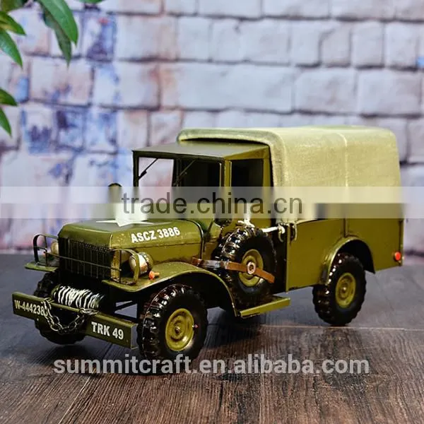 Metal Handmade Military Vehicle Old Car Model photo-2