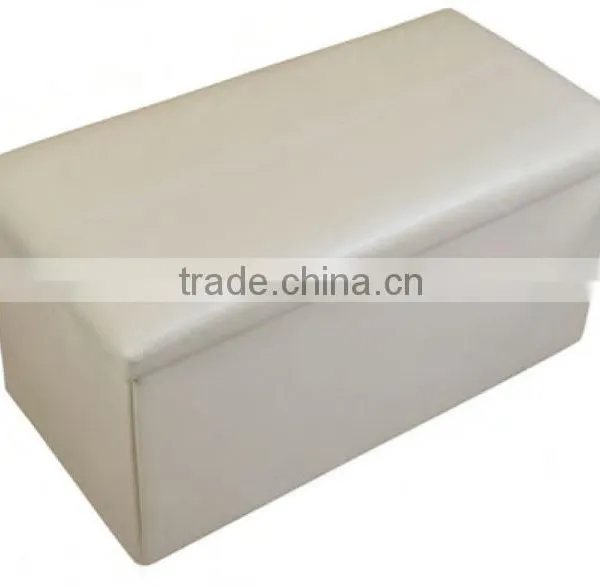 Beige Large Collapsible Faux Leather Garments Storage Stool For Cloakroom photo-2