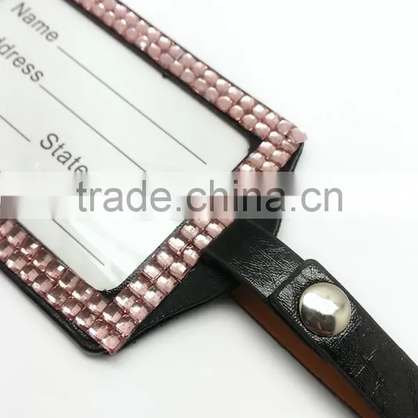 High Quality Promotion Gift PU Leather Badge Holder With Crystal Gem Decoration photo-6