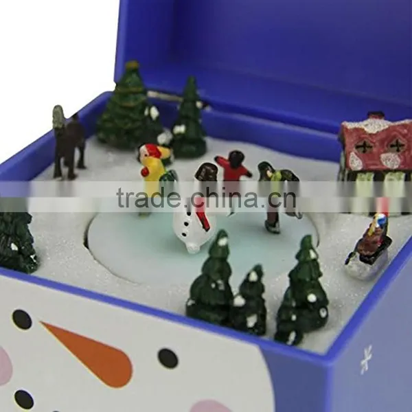 Plastic Christams Gift Music Box , Decoration Box With Snow Mand and Christmas Tree Inside photo-6