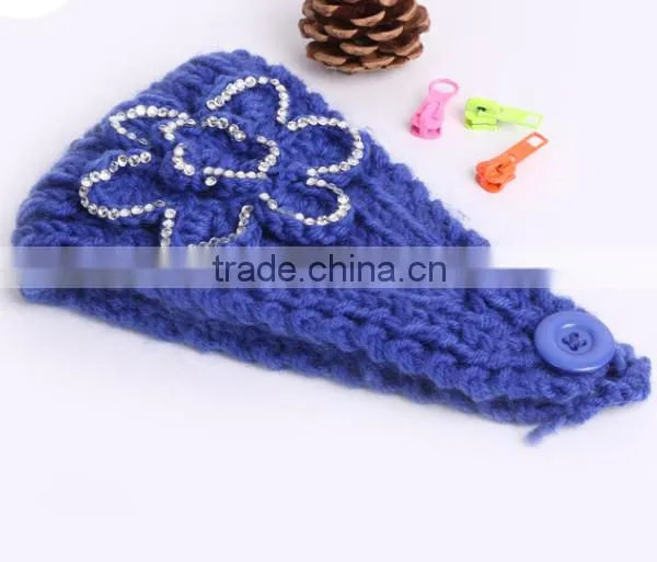 STOCK Wholesale Crystal Crochet Head Wraps Crochet Flower Knit Headwrap photo-4