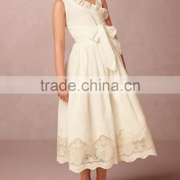 Latest Children Dress Design Kids Dresses Photo Sweet Ivory Warp- Front Child Dress HSD5362 photo-2