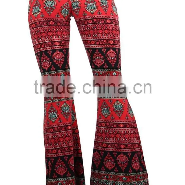MGOO New Arrival Custom Print Velvet Leggings Flare Leg Opening Vintage High Waist Polyester Spandex Pants photo-3