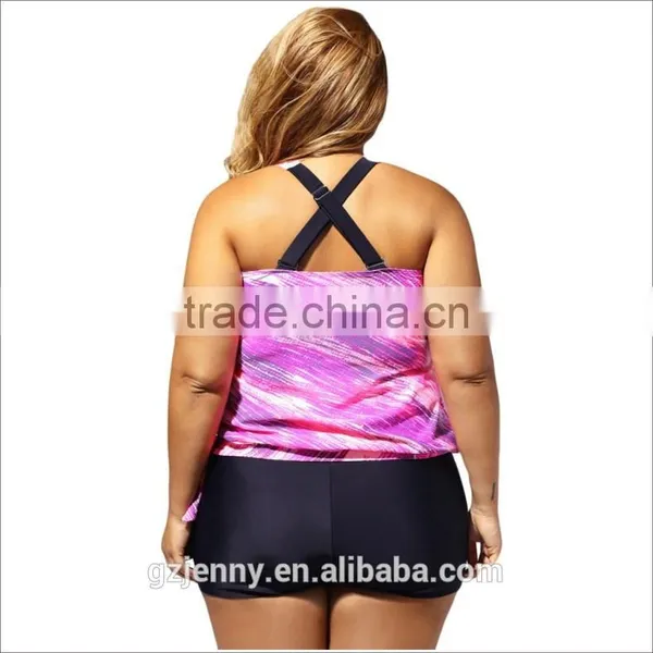 China Factory Price Custom Hot Fat Women Two-Piece Swimming Wear Suit photo-3