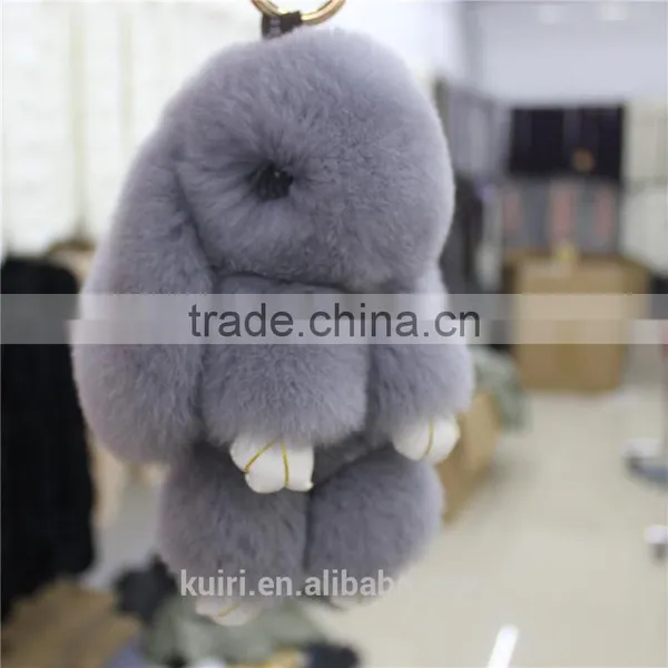 2017 Genuine Rex Rabbit Furs Keychain Pendant Bag Car Charm Tag 18cm Fluffy Bunny Rabbit Keychain Toy Doll Fur Monster Ke Lqb-39 photo-6