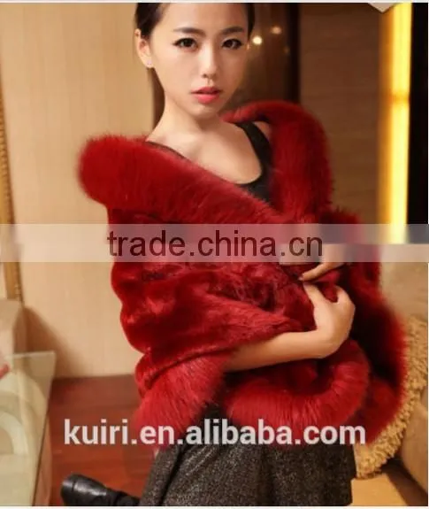 Elegant Mink Fur Wedding Shawl for Bridal Dress Winter Fashion Wide Plush Woman Faux Fur Shawl photo-5