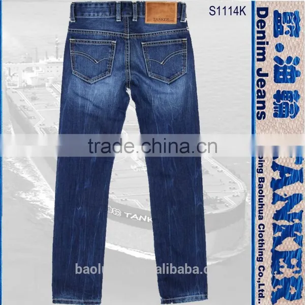 S1114K Toddler Kid Girls Children Stretchable Waistband Indigo Washed Denim Jeans photo-3
