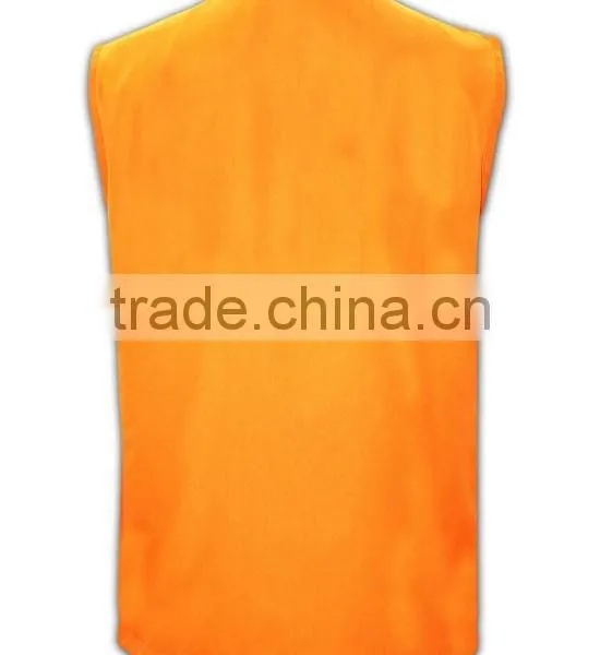 China Manufactory High Quality Plain Orange Multi Pocket Work Vest photo-4