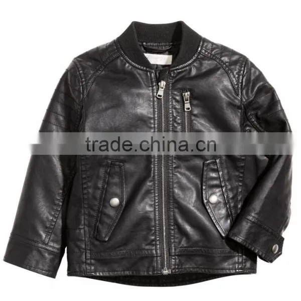 Winter Baby Kids Black Leather Jacket Wholesle Winter Leather photo-3