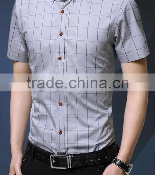 In the Summer of 2016 the New Men's Short Sleeve Shirt, Cultivate One's Morality Thin Section Checked Shirt Cotton Business Casu photo-6