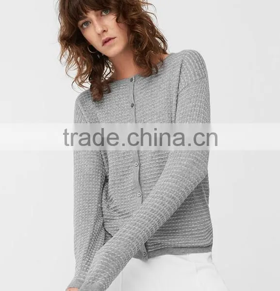 Womens Open Front Wool Custom Button up Cardigan Bamboo Sweater With Wholesale Price photo-2