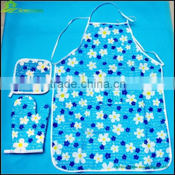 Cotton Cartoon Chef and Apron Kids Baking Kitchen New Designs Apron Set Oven Mitt&potholder&apron photo-3