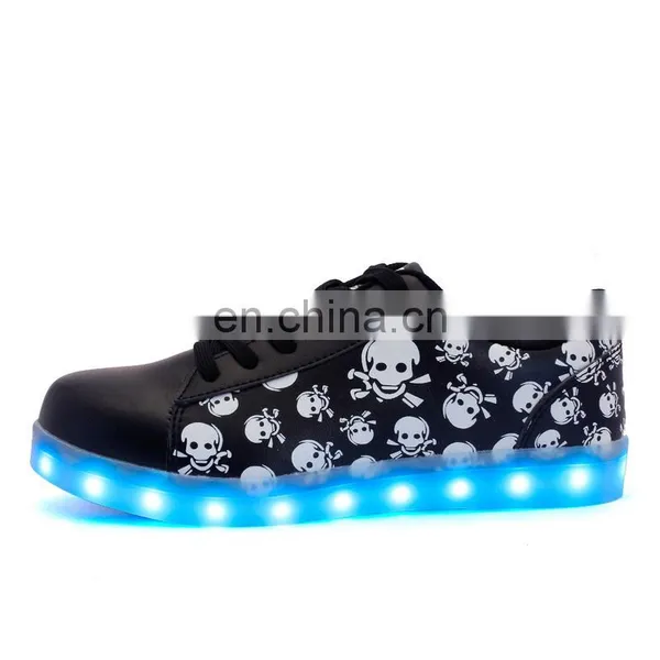 Wholesale Lace up Skull Led Light Shoes Skeleton Led Sneakers Casual 2017 photo-3