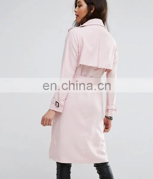 Womenv Pink Single Button Ladies Long Dust Coat photo-3