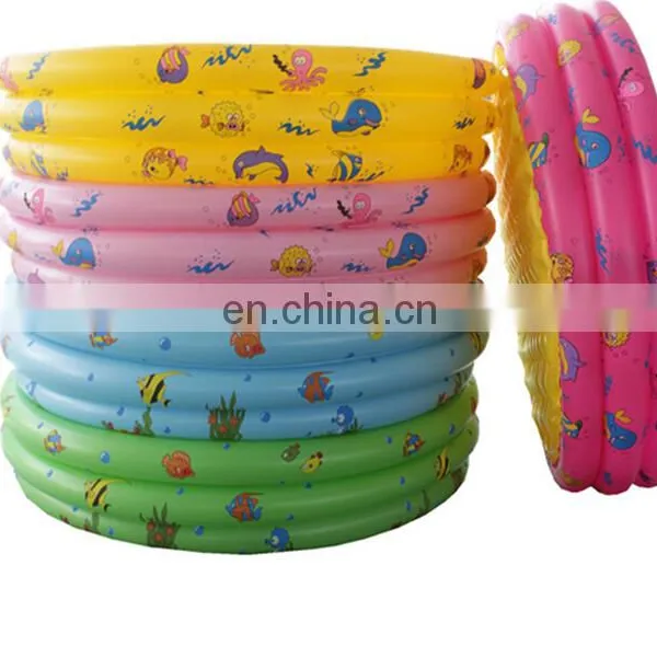 PVC Inflatable Round 3-Ring Fish Printed Baby Bath Pool photo-2