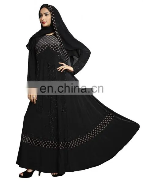 Casual Daily Wear Women's 2017 Abaya Burkha With High Quality Brocade Embosed Velvet Work ( Islamic Muslim Wear) photo-4