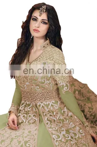 Engagement Party Wear Net Anarkali Style Lehenga Suits 2017 (Semi-Stitched) photo-2