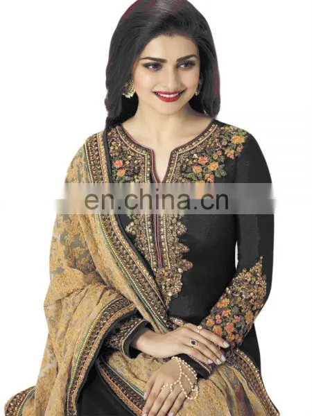 Women's Stylish Party Wear Heavy Resham Embroidery Georgette Salwar Kameez 2017 photo-2