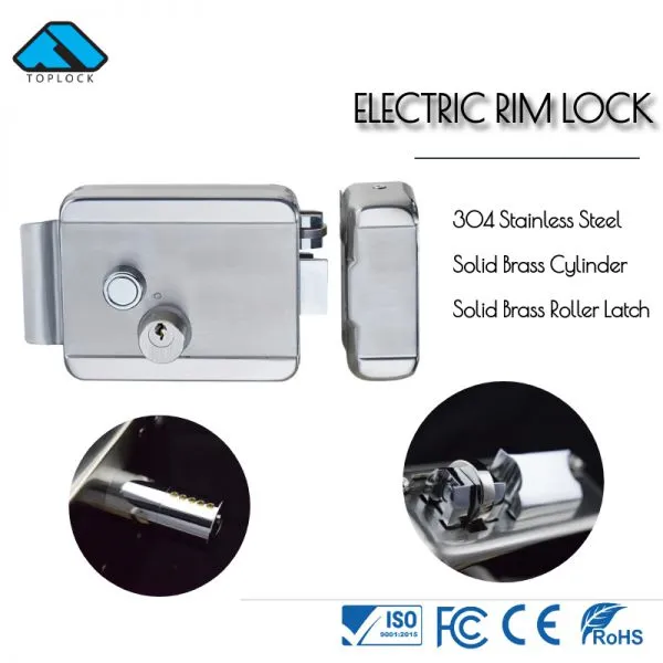 24V Electric Rim Lock With Nickel Plating Seperated Fixed Cylinder photo-4