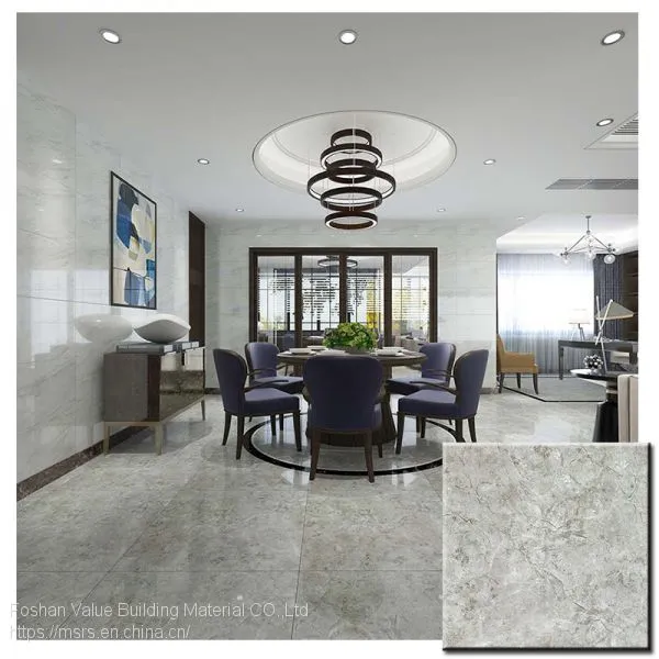 Grey Marble 600x600mm Polished Porcelain Tiles for Living Room photo-5