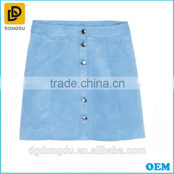 Light Blue Suede Velvet Mini Skirts for Young Girls photo-2