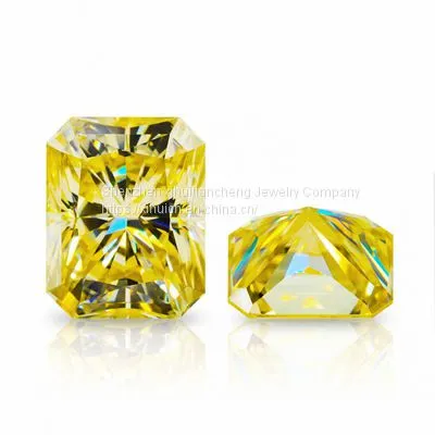 Wholesale Lab Grown Diamond Moissanite Yellow Color Vvs Rectangle Cut Loose Moissanite Melee Gemstone