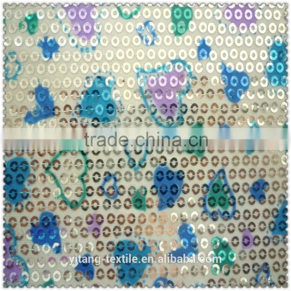 Printed Heart Pattern Sequin Fabric photo-3