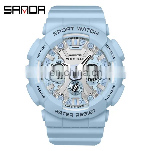 SANDA 6033 Men's LED Quartz Watches Military Fashion Sports Analog Alarm Watch Waterproof photo-2