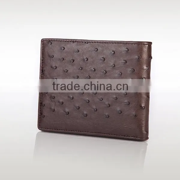 High Quality Brown Color Genuine Real Ostrich Leather SIM Card Slot Small Wallet for Men photo-3