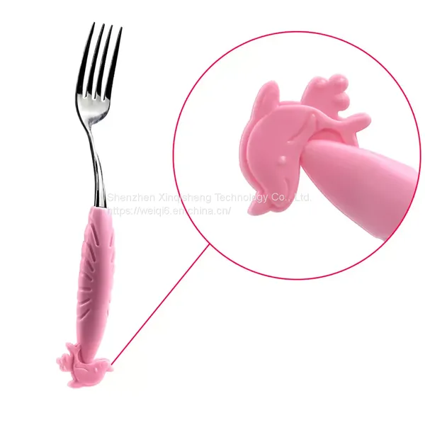 Baby Food Stainless Steel Tableware Training Fork Soup Rice Spoon Silicone Baby Spoon Fork photo-4