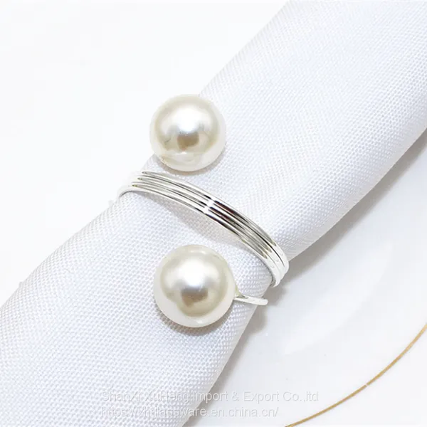 Elegant Pearl Napkin Ring Wedding Dinner Table Accessories Decoration photo-3