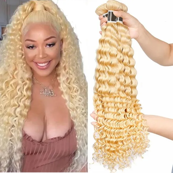 Blonde Deep Wave Bundle 100% Human Hair Virgin Hair Can be Colored