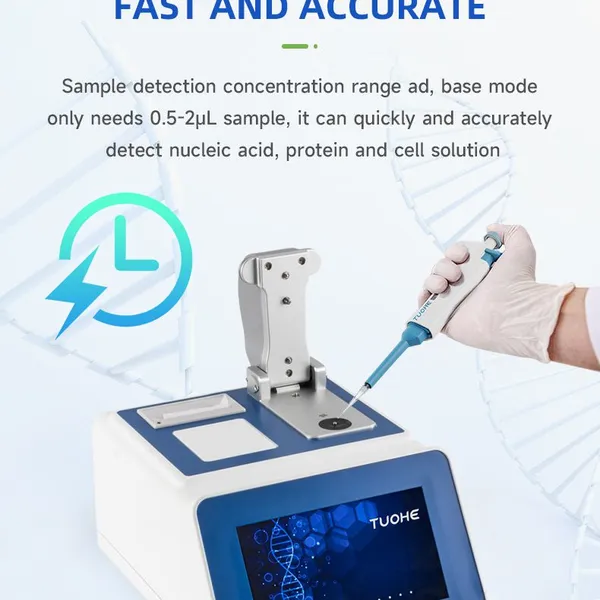 Tuohe Ultra-Micro Spectrophotometer UV Tnano-800 Laboratory Photometer for 0.5-2ul Sample Detection of Nucleic Acids, Proteins, and Cell Solutions