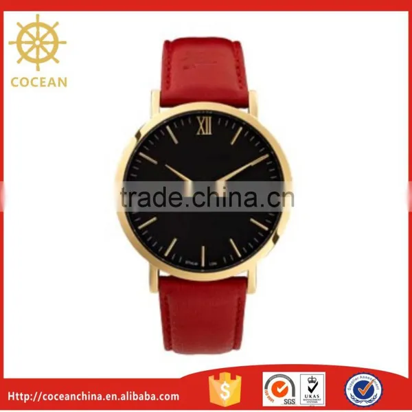 Custom Dial Design Stainless Steel Women Watch 2016 With Luxury Suede Leather Strap Quality Choice