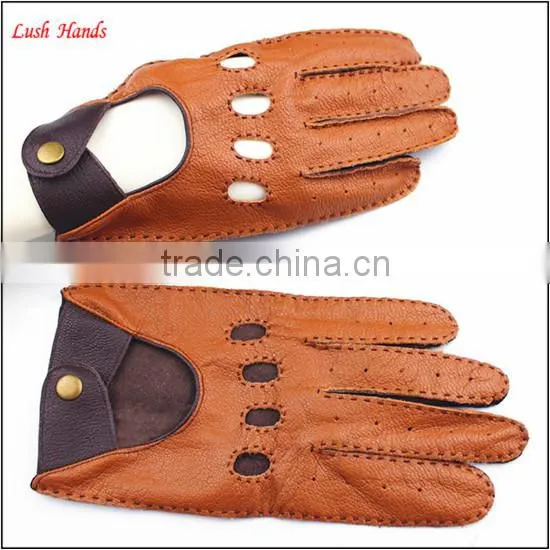 Men's Driving Leather Gloves Goatskin Handmade Leather Gloves photo-2