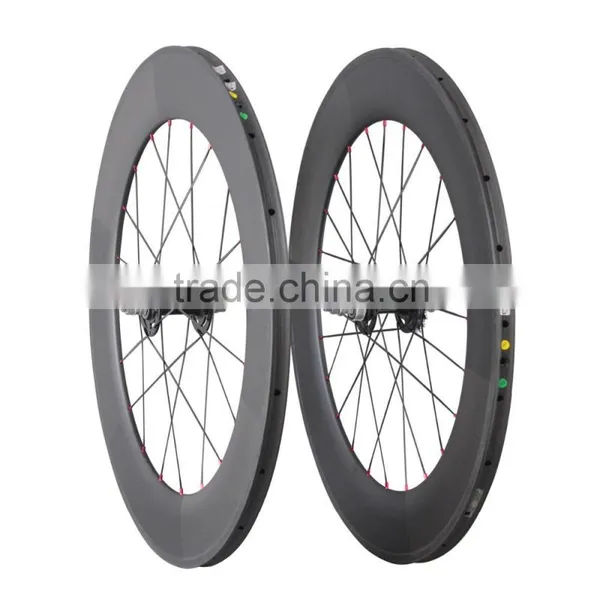 2016 Carbon Track Bike Wheelset Track Wheels 88mm Tubular Road Bike Track Wheel Novatec Hub photo-2